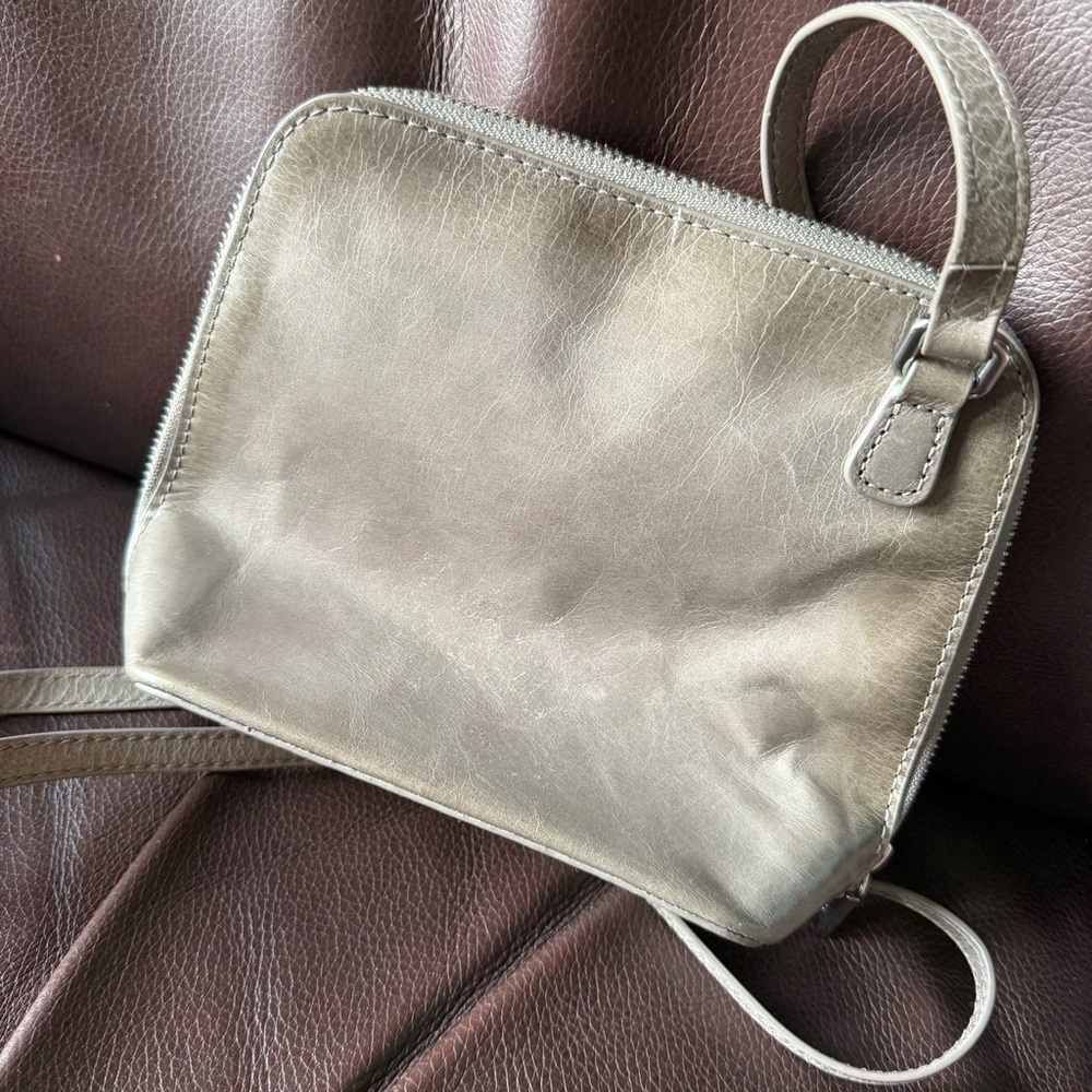 HOBO Int’l Greenish/Grey Leather Small Adjustable Crossbody Purse